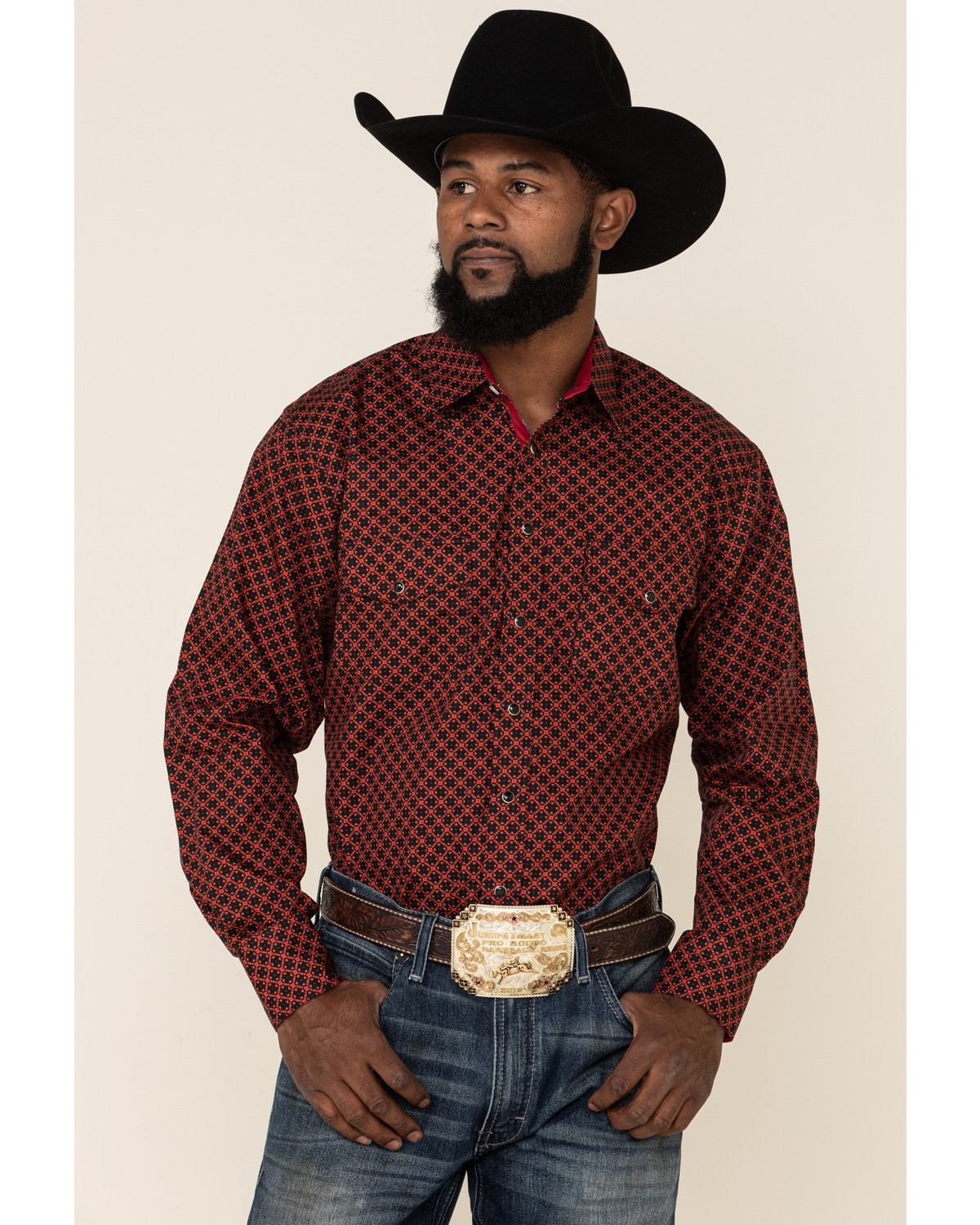 Resistol Men s Red Camden Geo Print Long Sleeve Western Shirt Mall of America