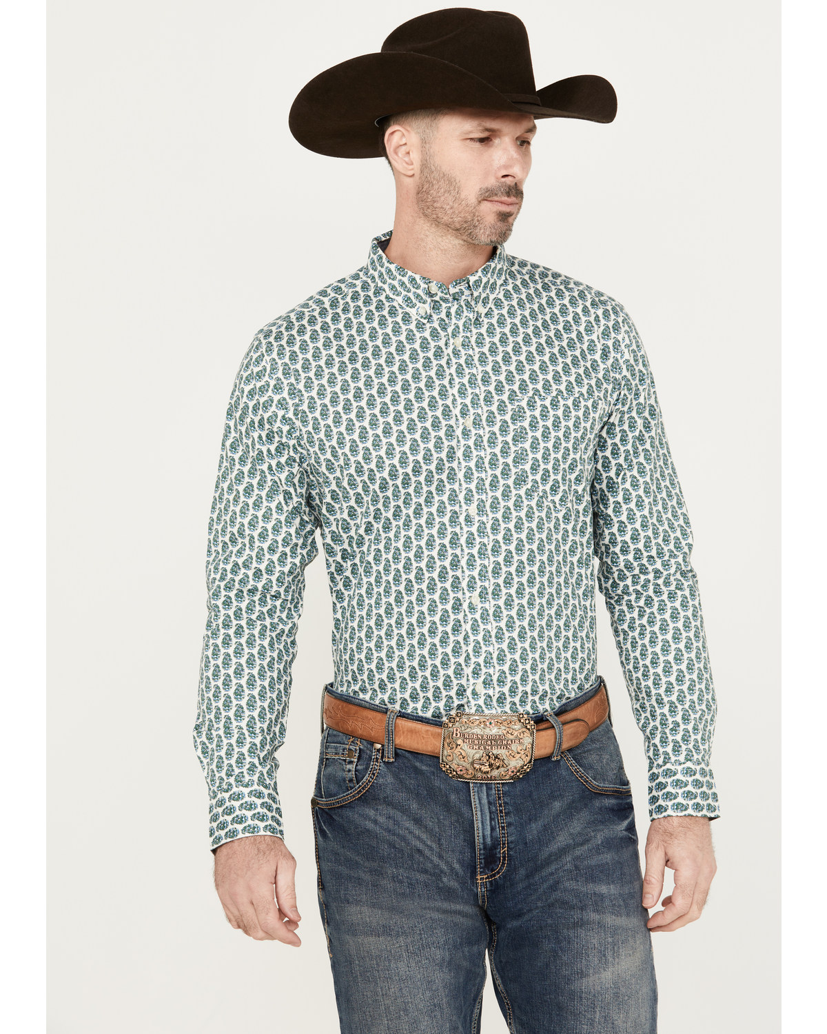 Cody James Men's Punker Paisley Print Long Sleeve Button-Down Western Shirt