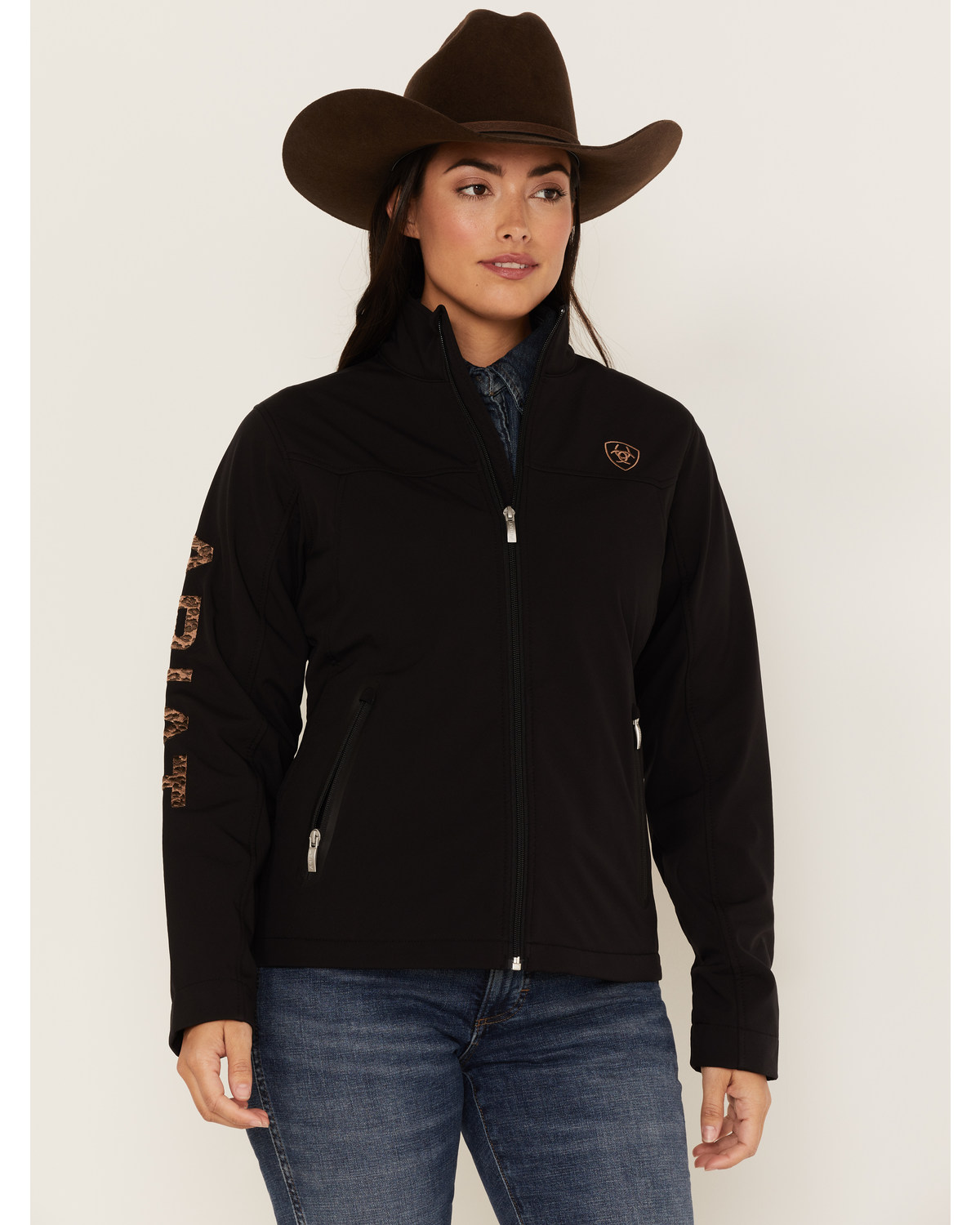 Ariat Women's Leopard Print Logo New Team Softshell Jacket