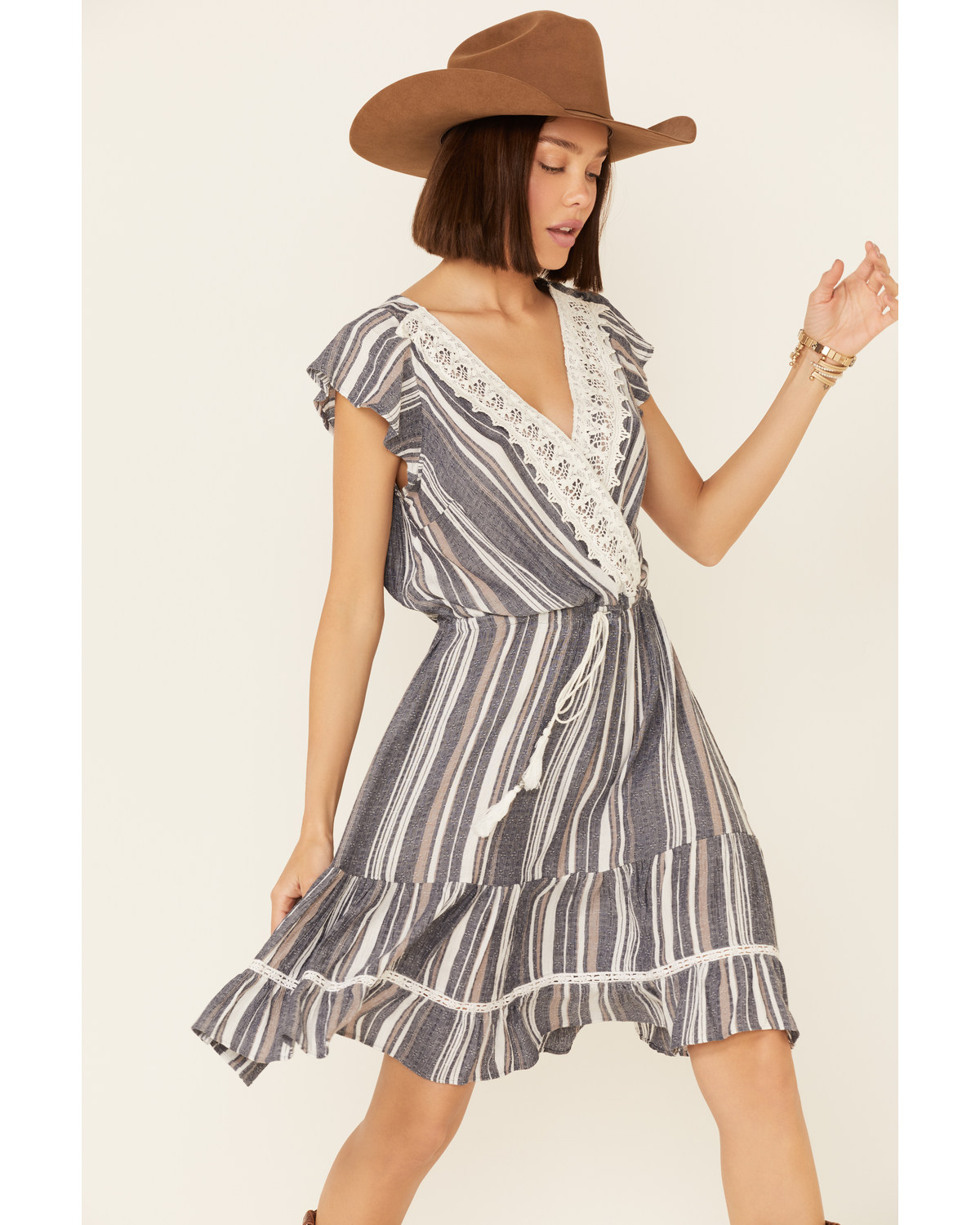 Nostalgia Women S Denim Stripe Surplice Dress Boot Barn