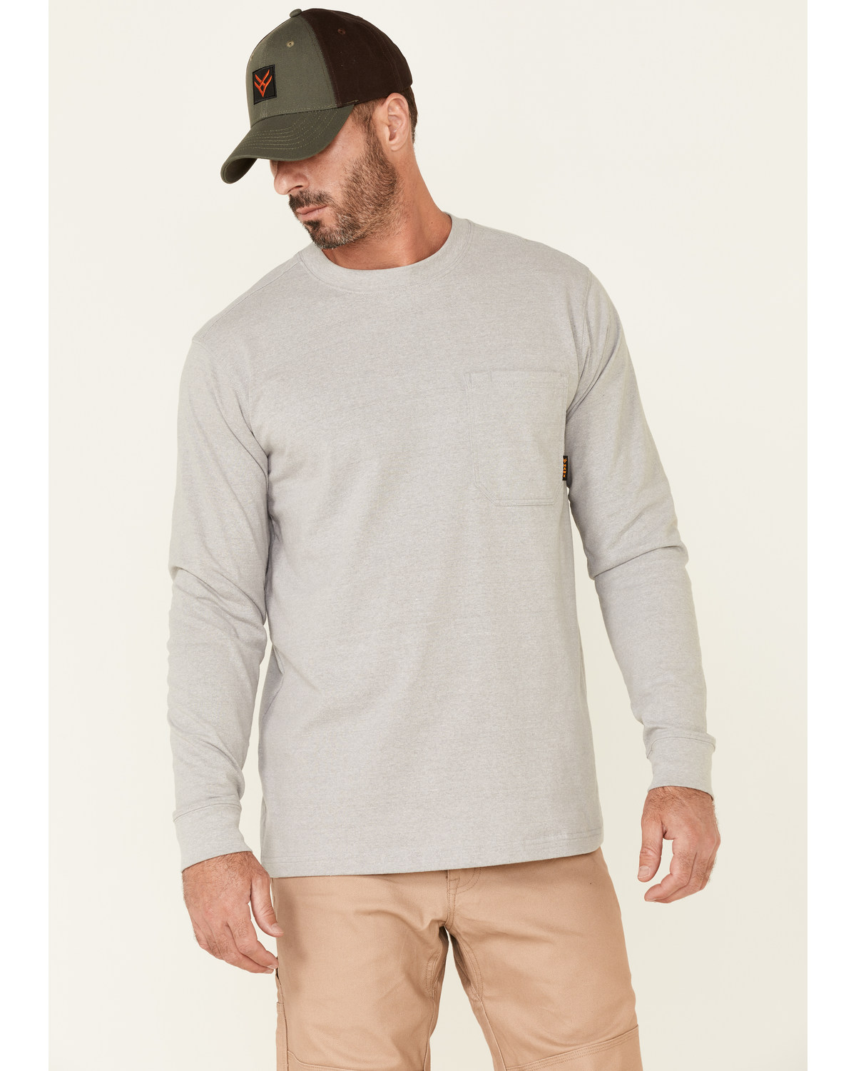 Hawx Men's Solid Light Gray Forge Long Sleeve Work Pocket T-Shirt