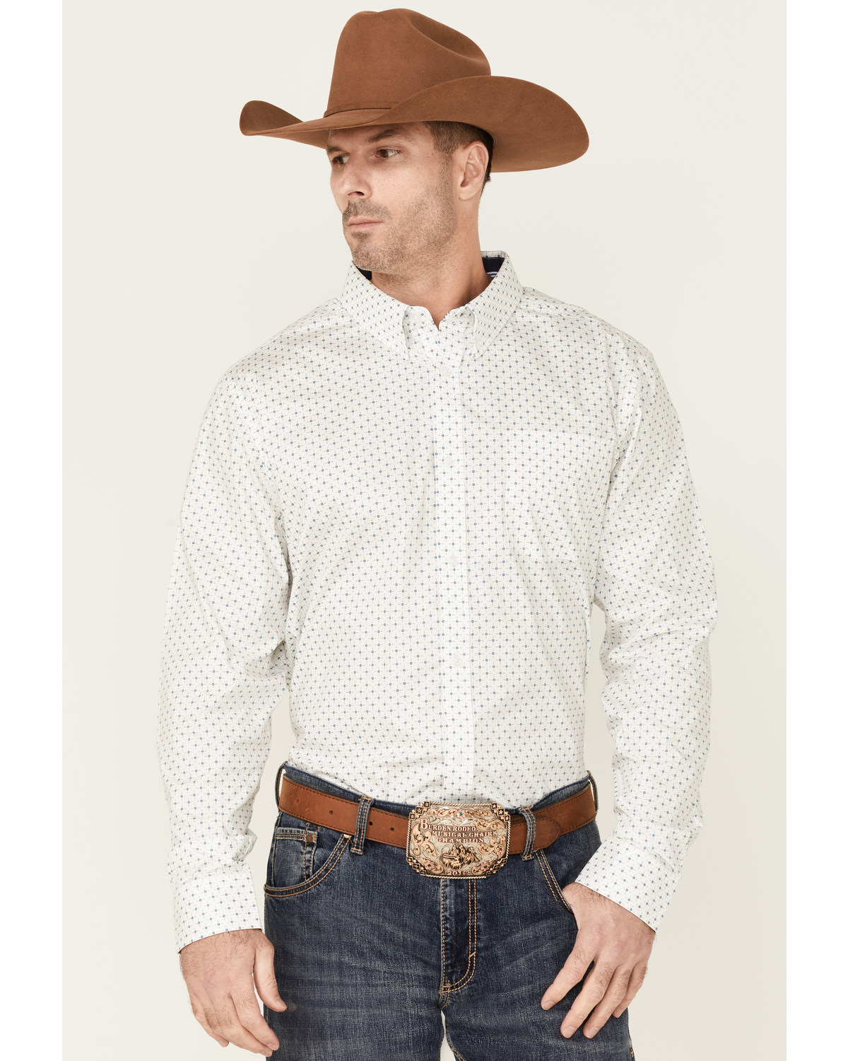 Cody James Core Men's Old Soul Mini Geo Print Long Sleeve Button-Down Western Shirt