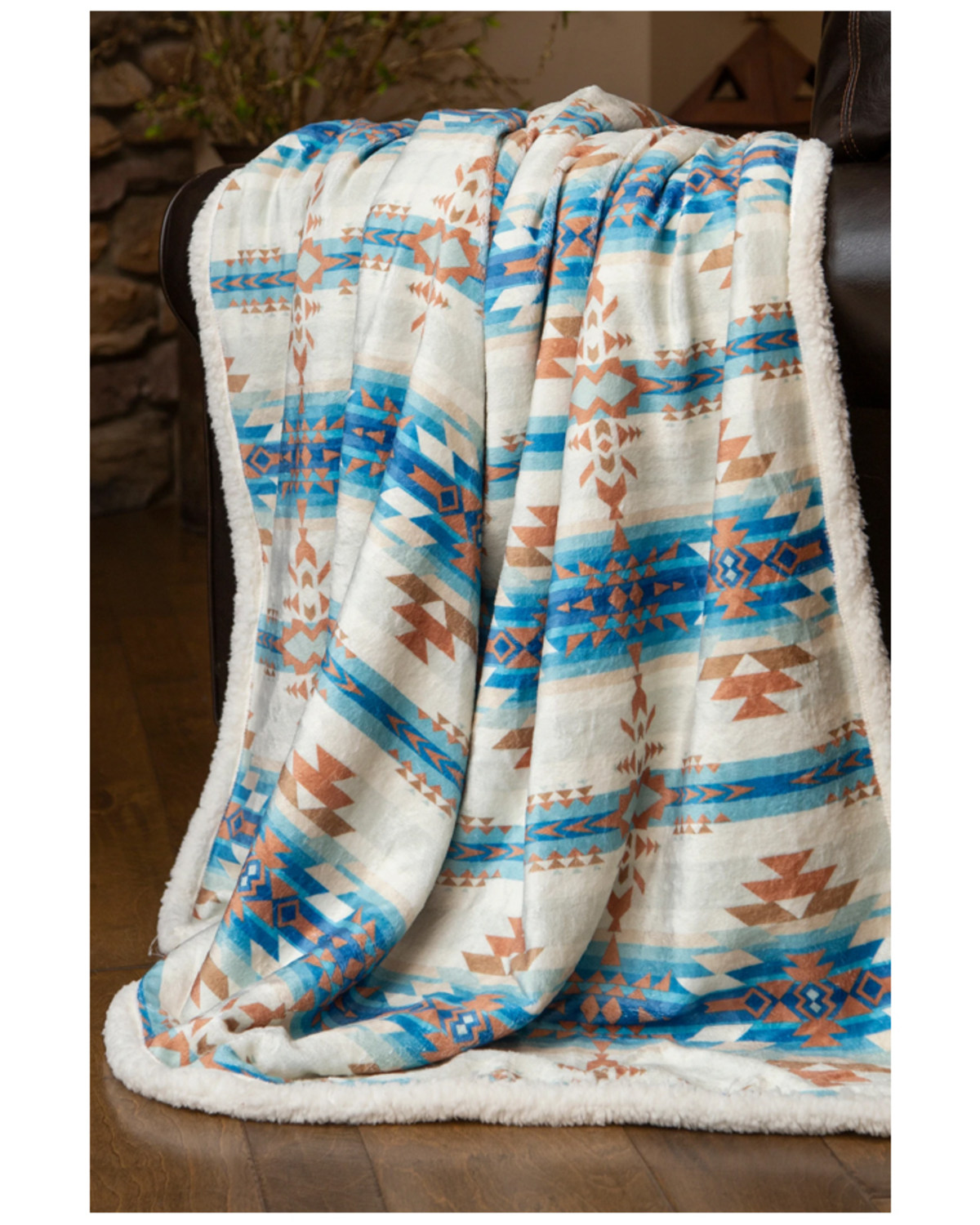 Carstens Home Wrangler Stack Rock Southwestern Faux Sherpa Throw