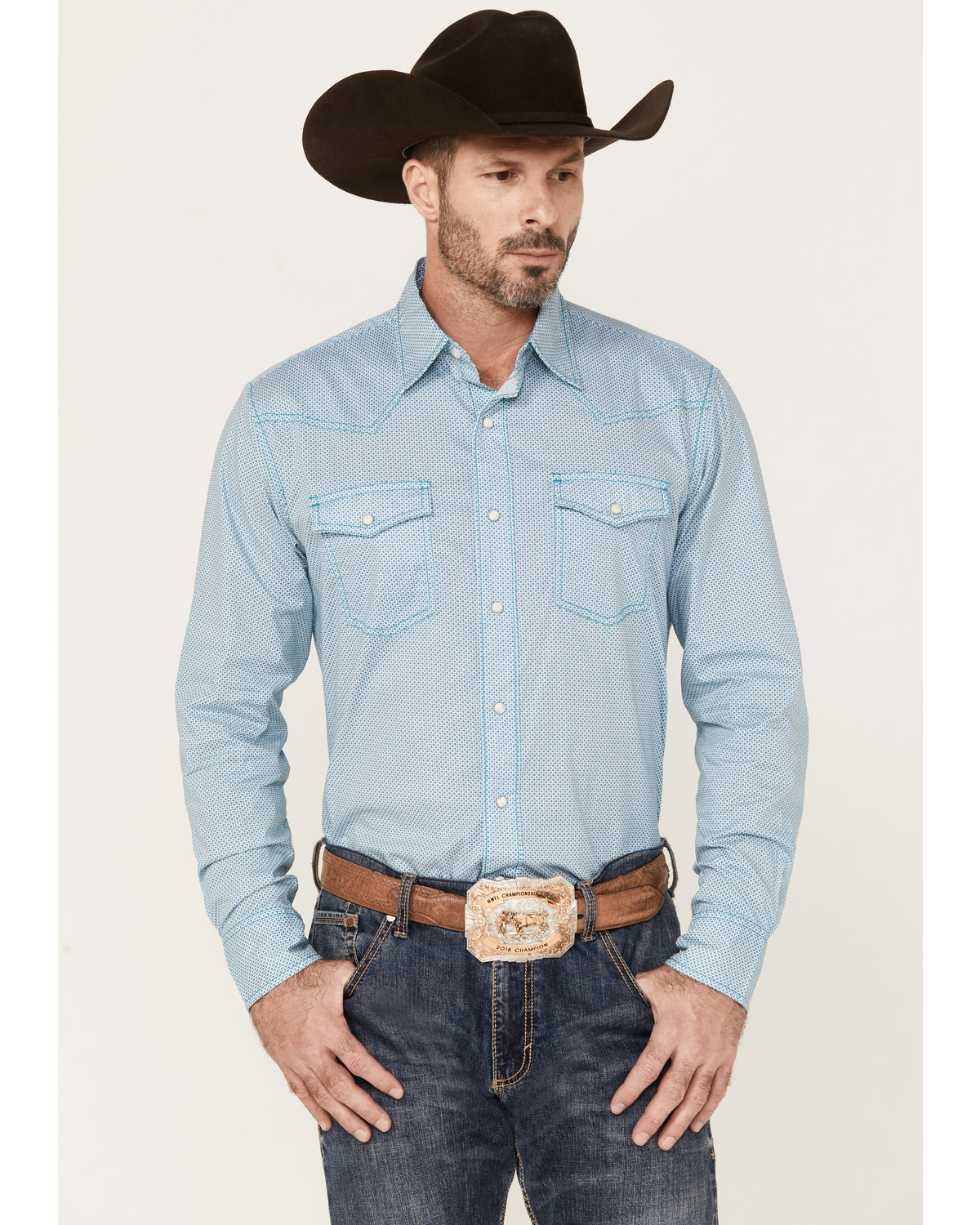 Wrangler 20x Men's Geo Print Long Sleeve Snap Western Shirt