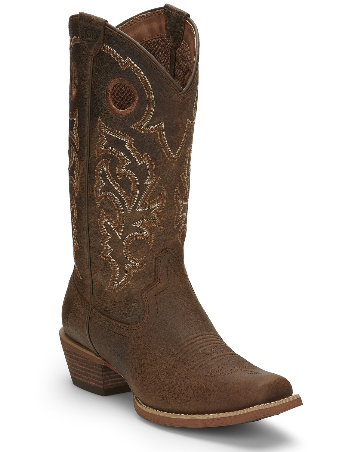 Justin Men's Puncher Brown Western Boots - Broad Square Toe