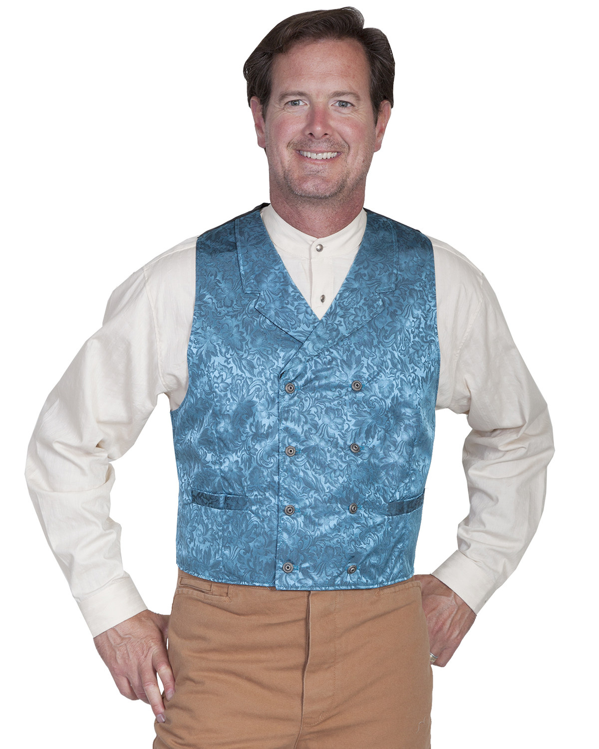 Wahmaker by Scully Floral Silk Double Breasted Vest - Big & Tall