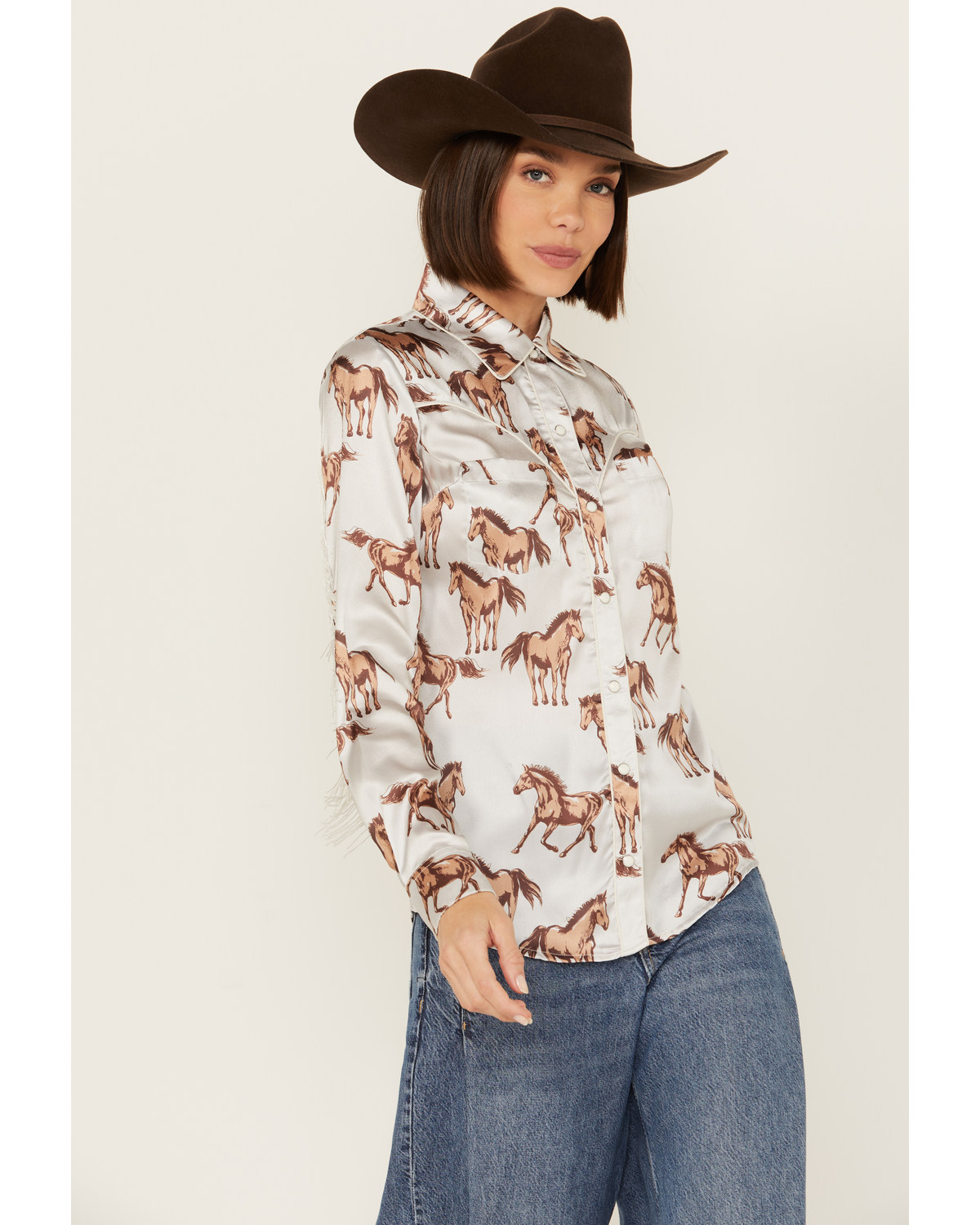 Rock & Roll Denim Women's Horse Satin Long Sleeve Snap Western Shirt