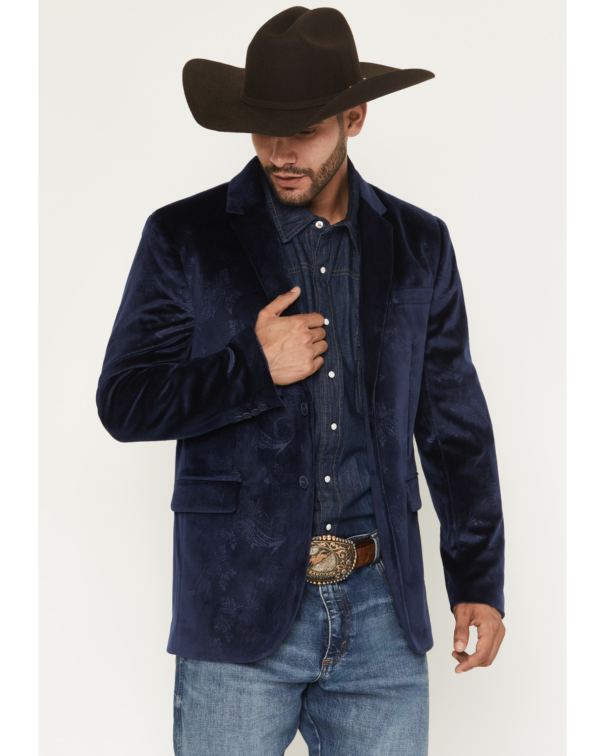 Rock & Roll Denim Men's Paisley Velvet Modern Fit Sportcoat