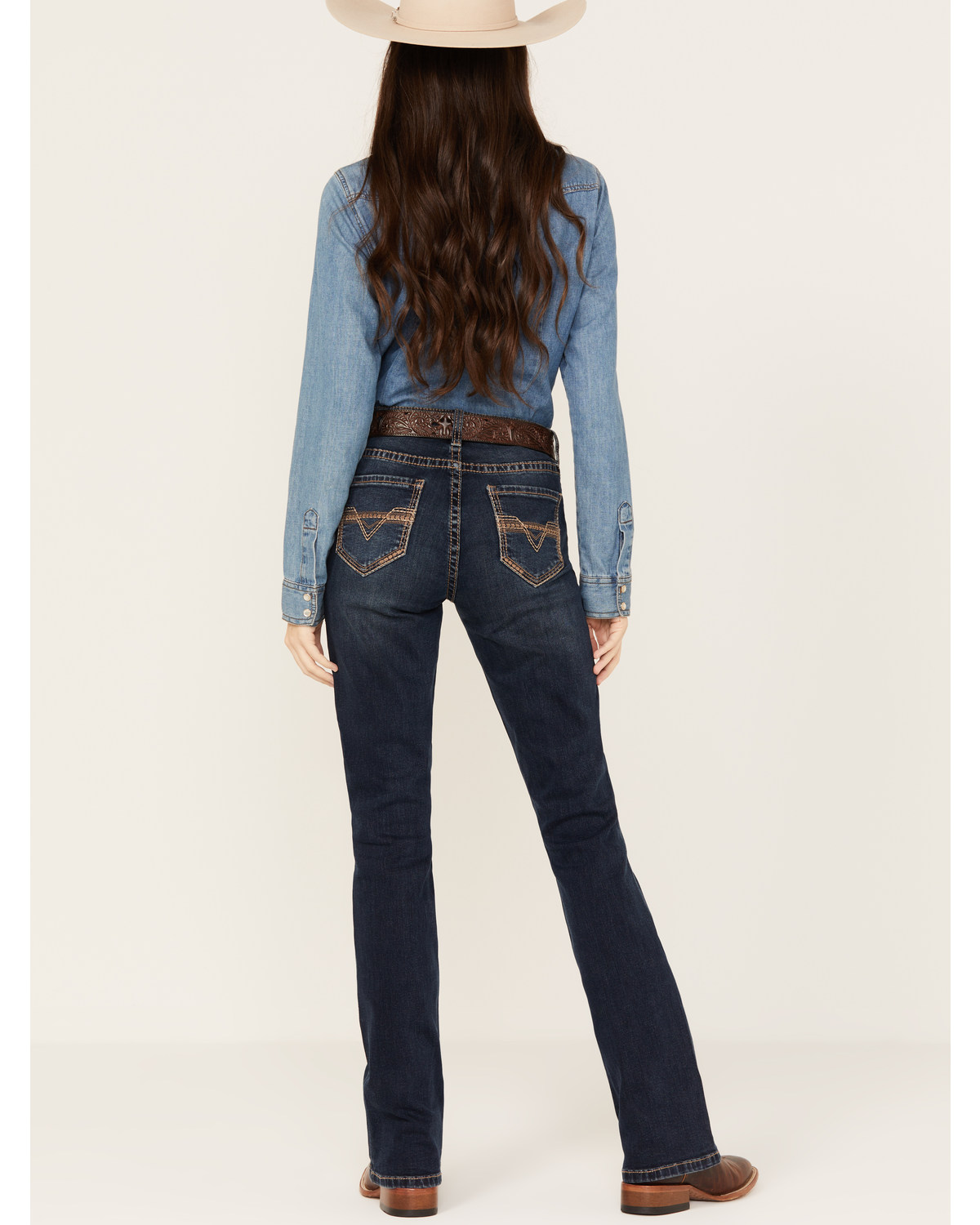 Rock & Roll Denim Women's Dark Wash Mid Rise Extra Stretch Riding Bootcut Jeans