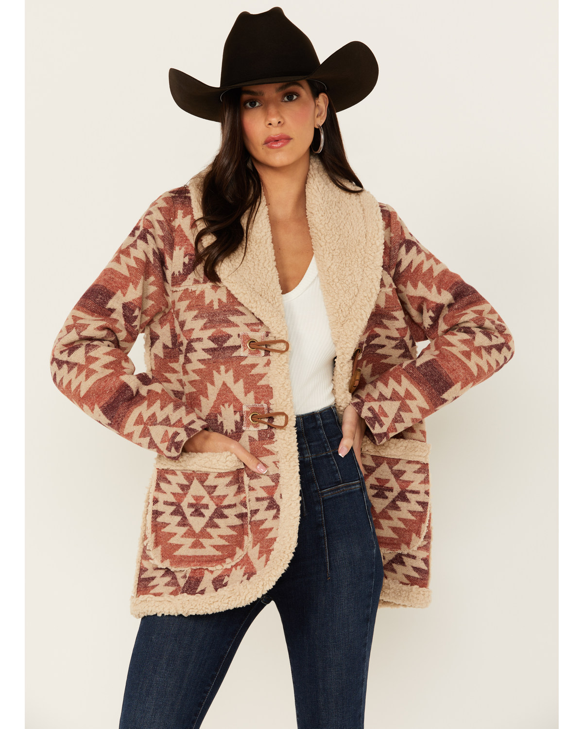 Cotton & Rye Women's Southwestern Print Sherpa Jacket
