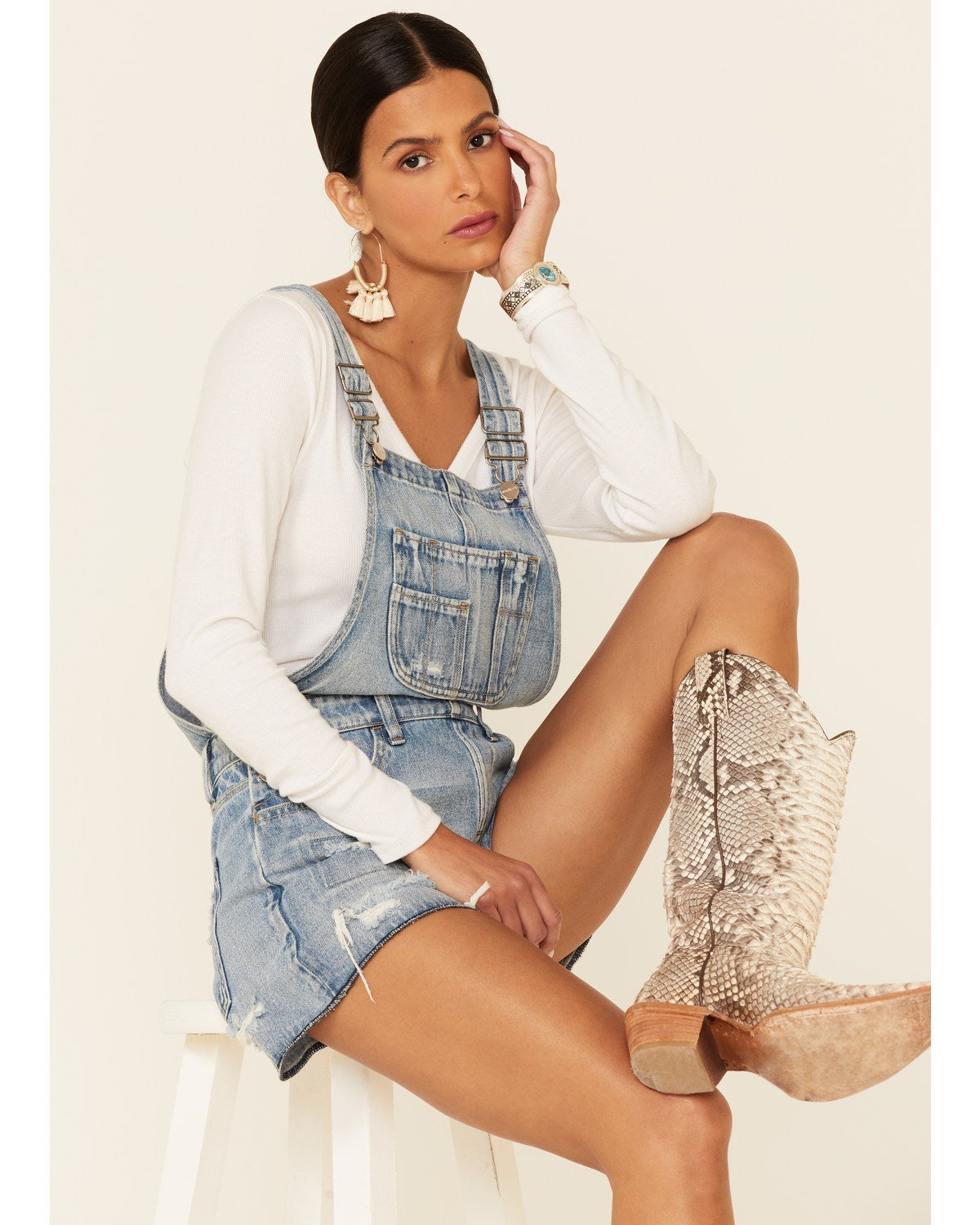 Light Wash Distressed Shortalls | Boot Barn