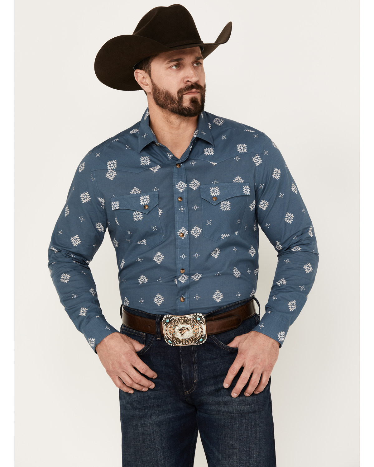 Pendleton Men's Laramie Diamond Print Long Sleeve Snap Western Shirt