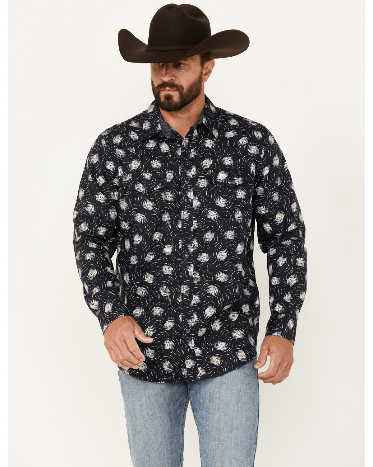 Moonshine Spirit Men's Fireworks Print Long Sleeve Snap Western Shirt