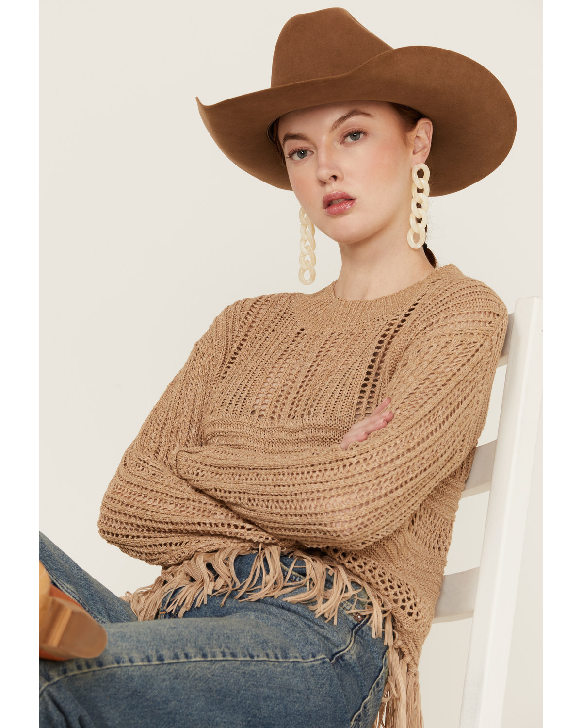 Womens fringe sweater clearance