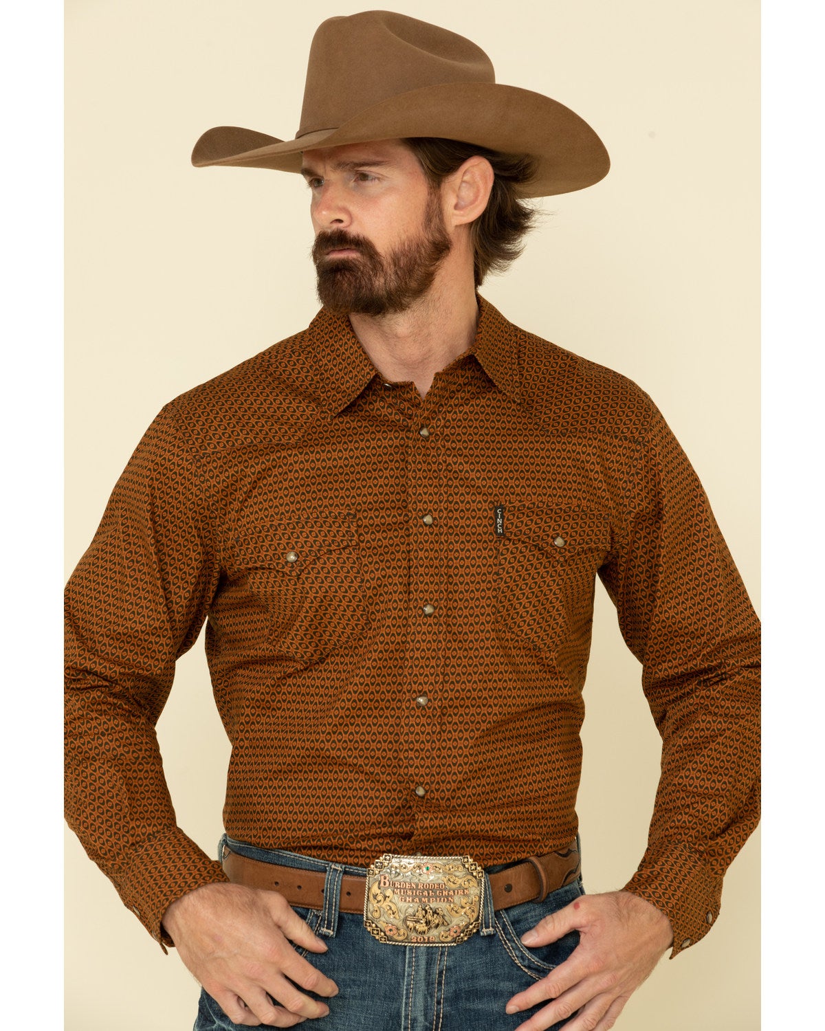 Cinch Men's Modern Fit Rust Copper Geo 