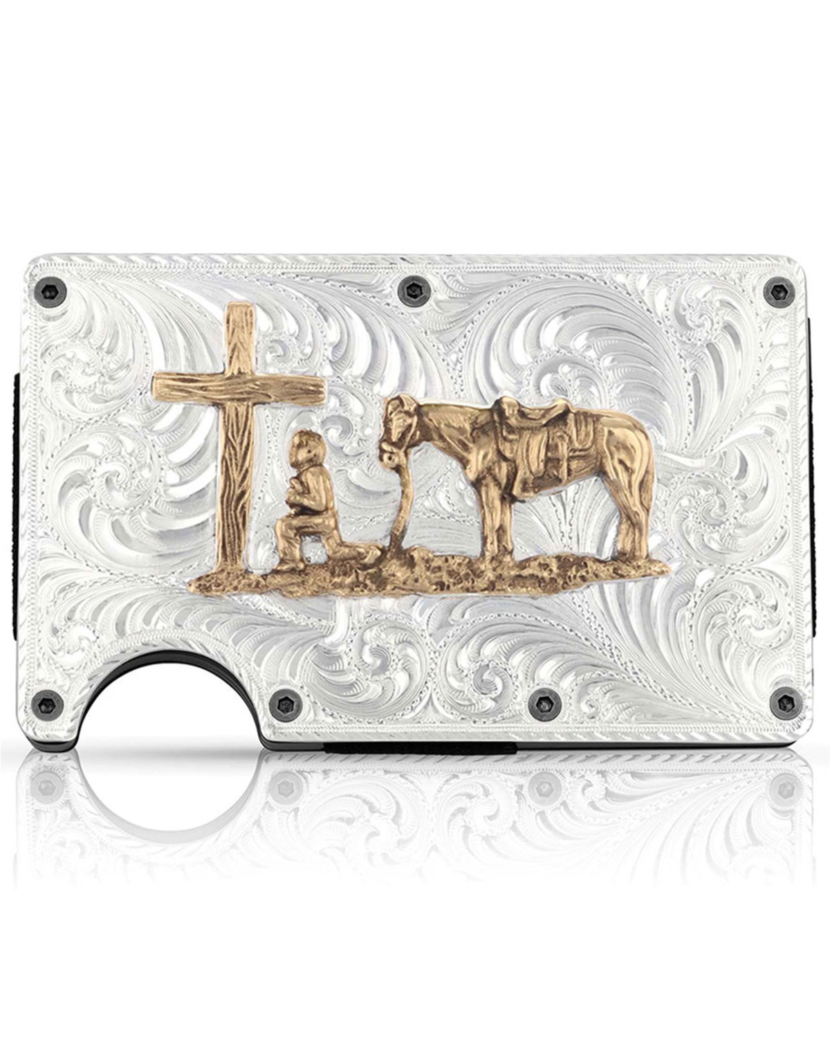 Montana Silversmiths Men's Credit Card & Cash Case With Praying Cowboy