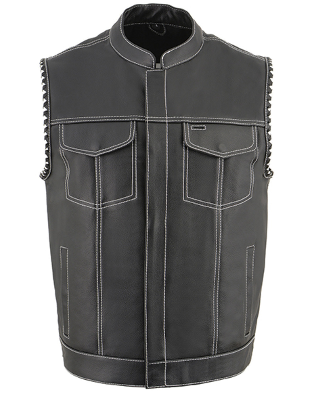 Milwaukee Leather Men's Old Glory Laced Arm Hole Concealed Carry Leather Vest - 4X
