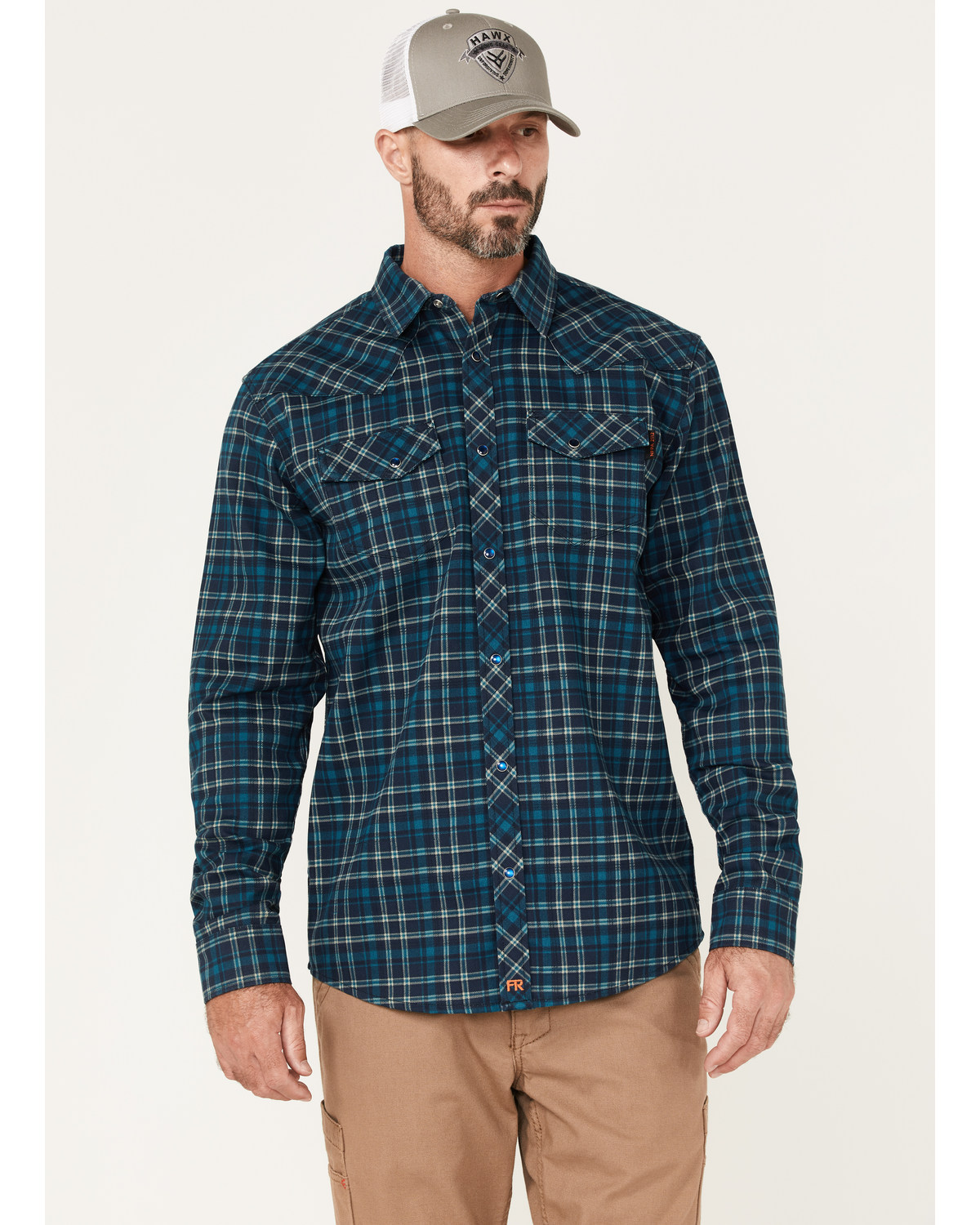 Cody James Men's FR Plaid Print Long Sleeve Snap Work Shirt