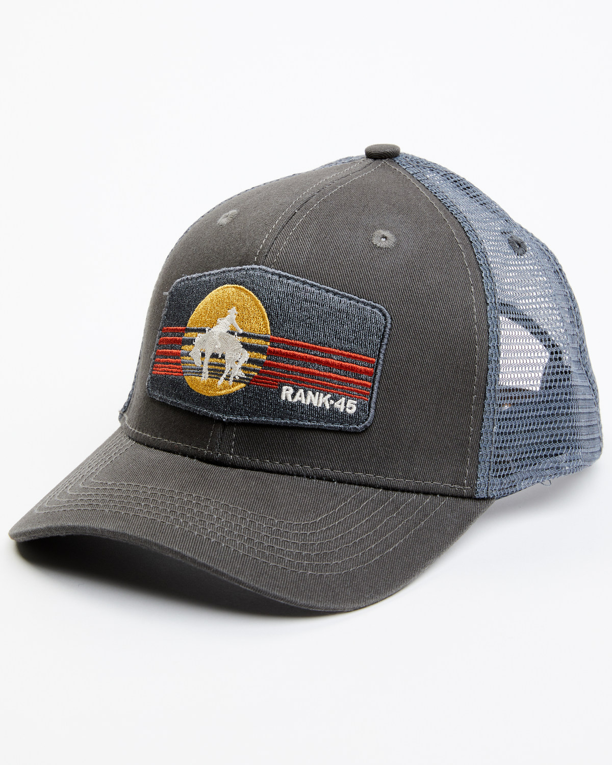 RANK 45® Men's Bronco Rider Embroidered Mesh Back Ball Cap