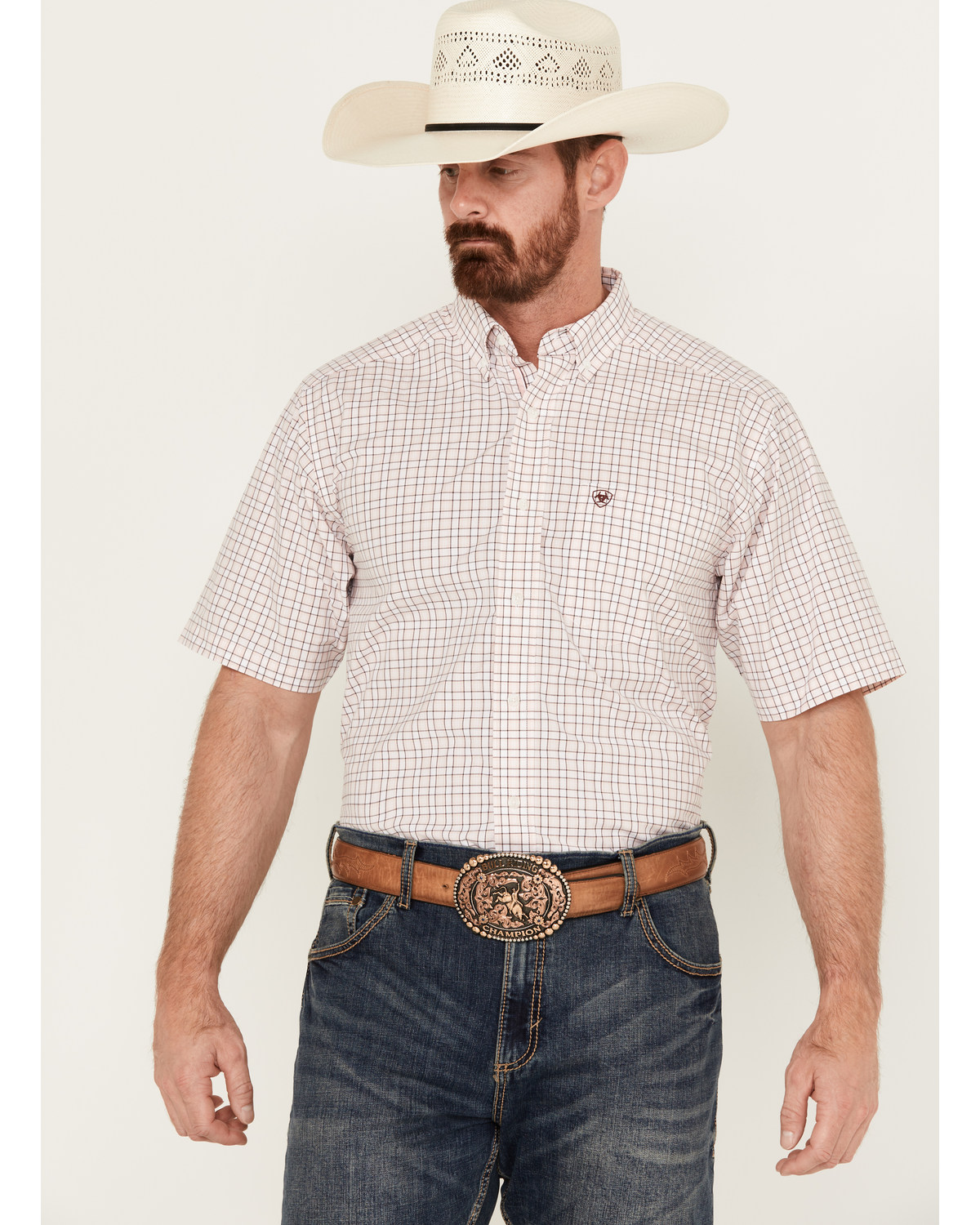Ariat Men's Anson Plaid Print Classic Fit Short Sleeve Button-Down Western Shirt