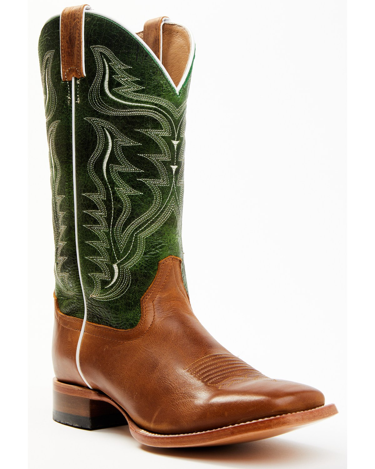 Cody James Men's Peridot Green Leather Western Boots - Broad Square Toe