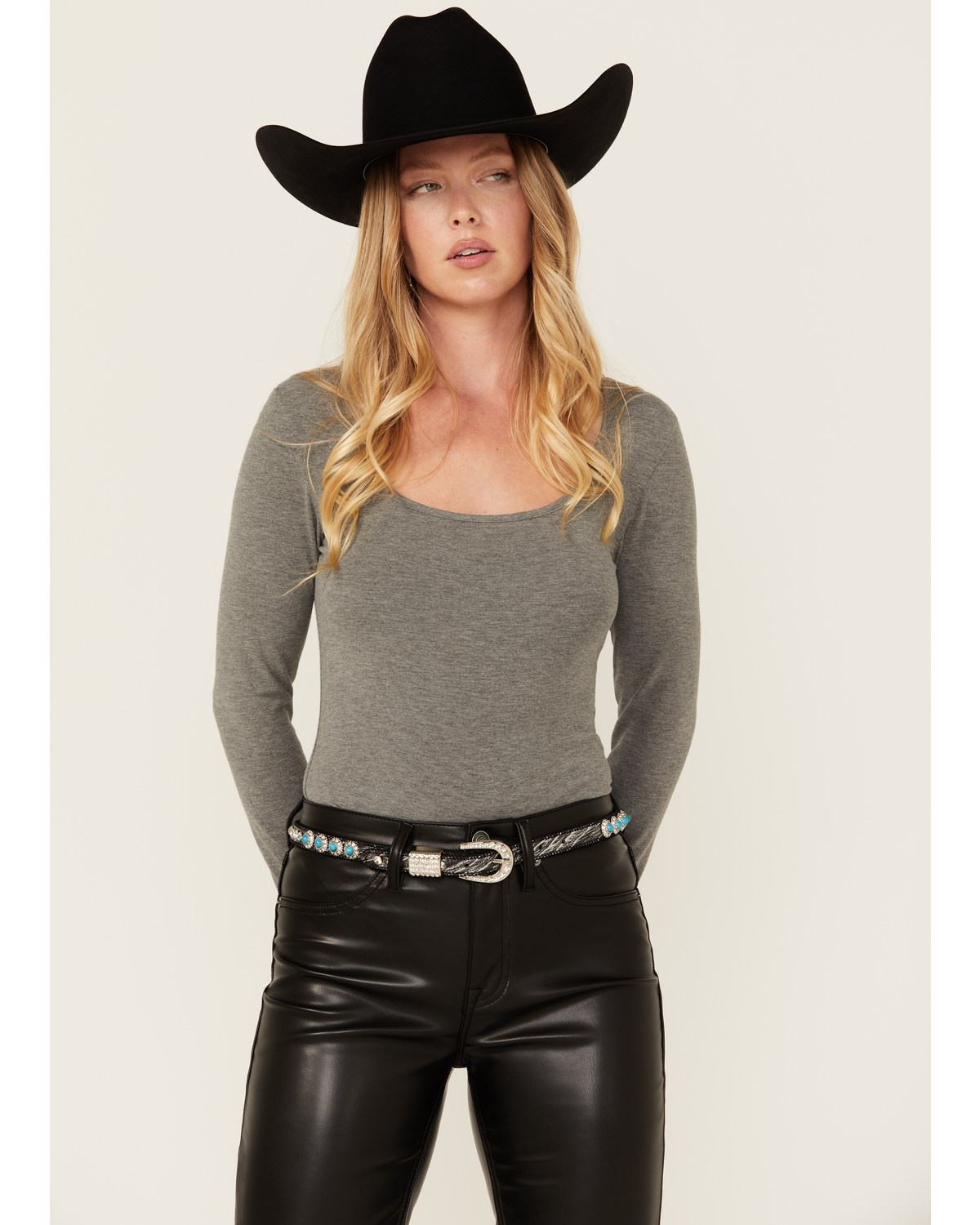 Shyanne Women's Rhinestone Studded Leather Thin Belt