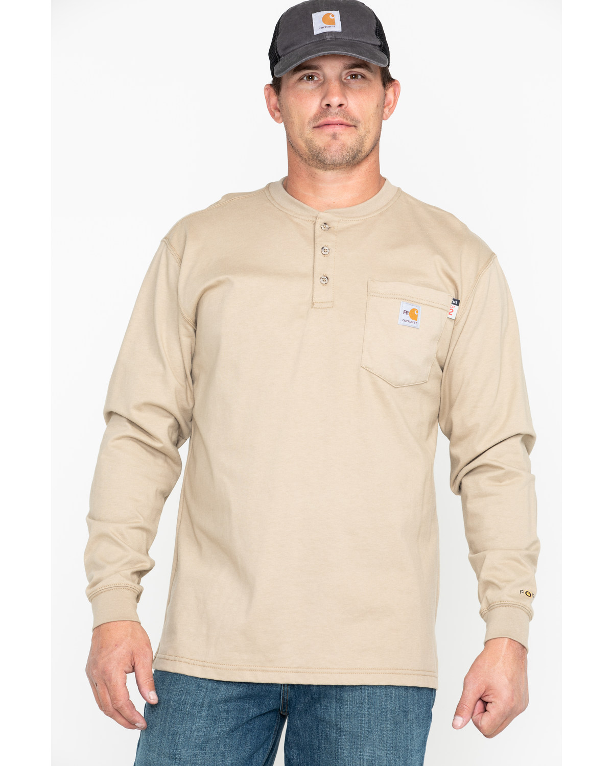 Carhartt Men's FR Solid Long Sleeve Work Henley Shirt - Big & Tall
