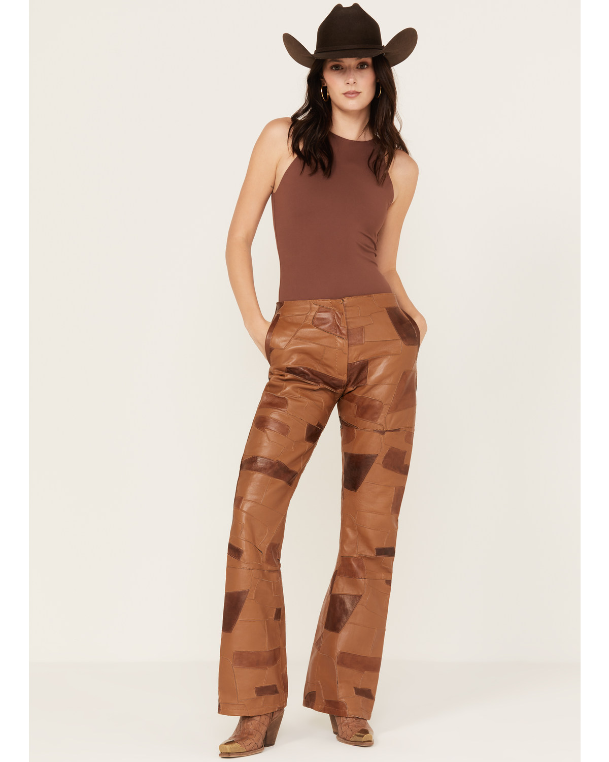 Understated Leather Women's Vixen Mid Rise Patched Pants