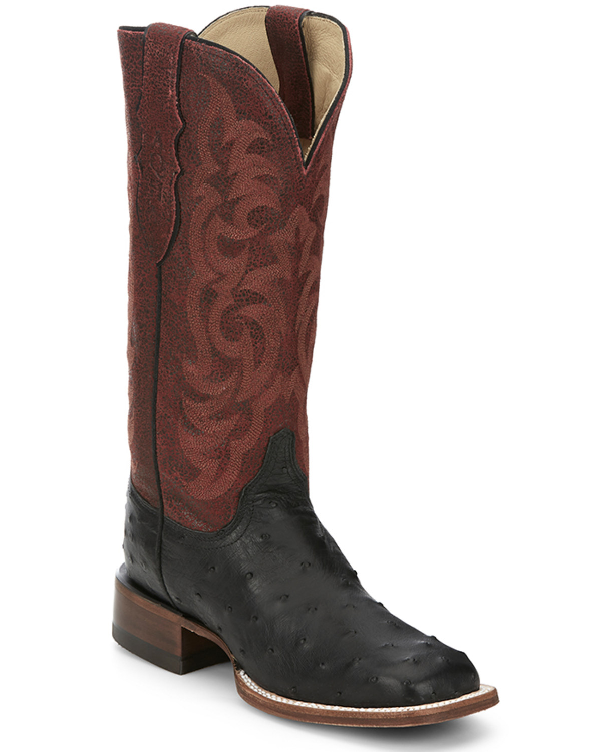 Justin Women's Exotic Full Quill Ostrich Western Boots - Broad Square Toe