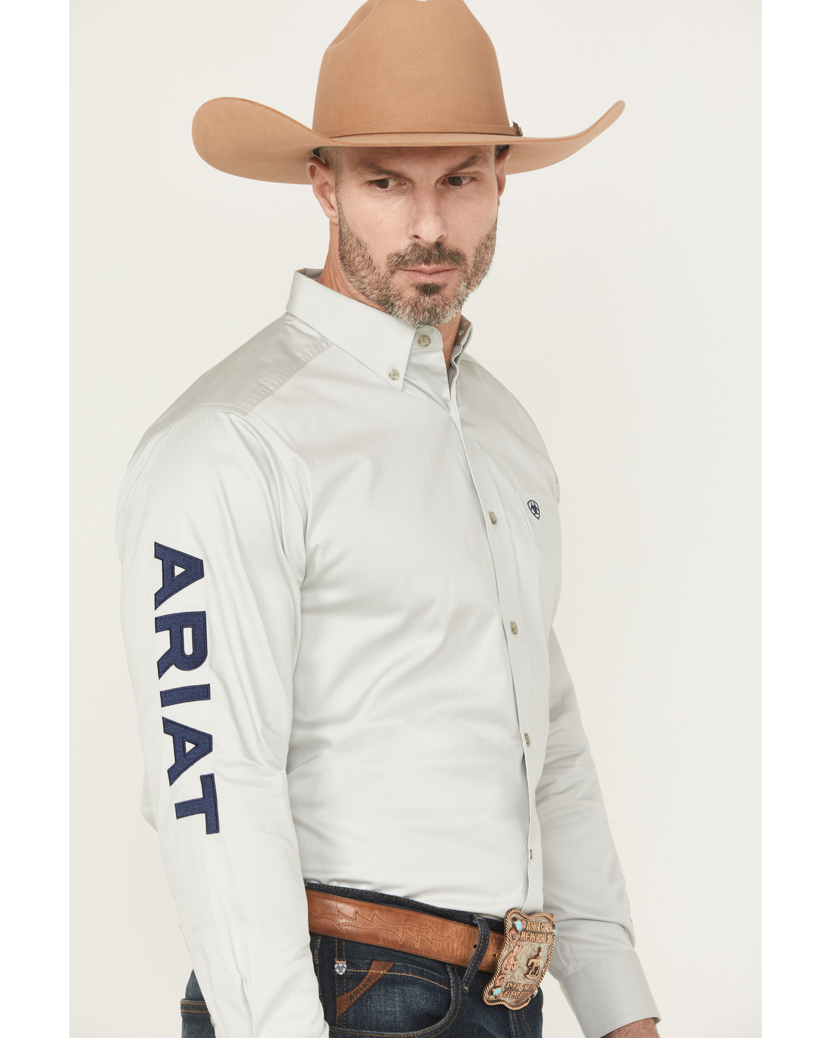 Ariat Men's Team Logo Twill Solid Long Sleeve Button-Down Western Shirt
