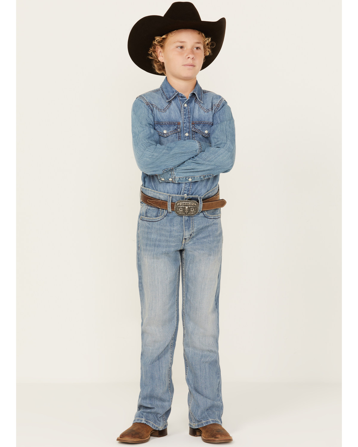 Cody James Boys Light Wash Cloverleaf Slim Stretch Bootcut Jeans Boot Barn in Tustin CA