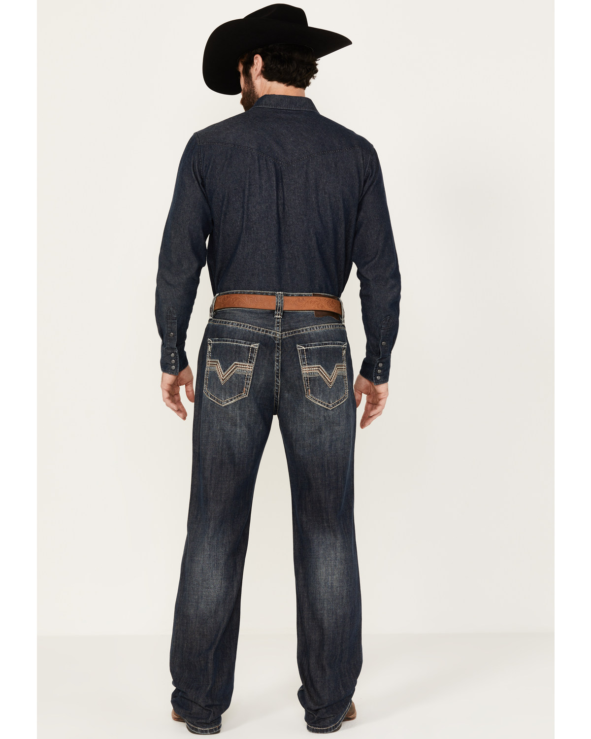 Rock & Roll Denim Men's Double Barrel Dark Vintage Wash Relaxed Straight Rigid Jeans