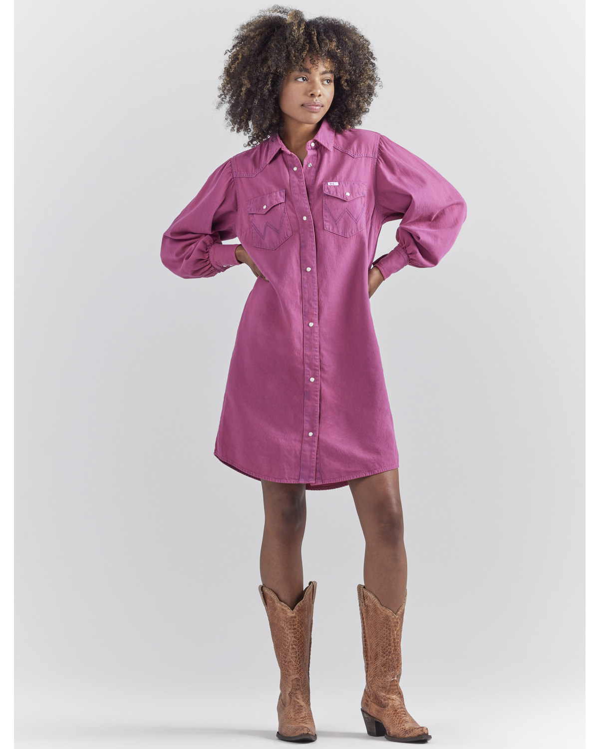 Wrangler® X Barbie™ Women's Dreamy Denim Western Shirt Dress