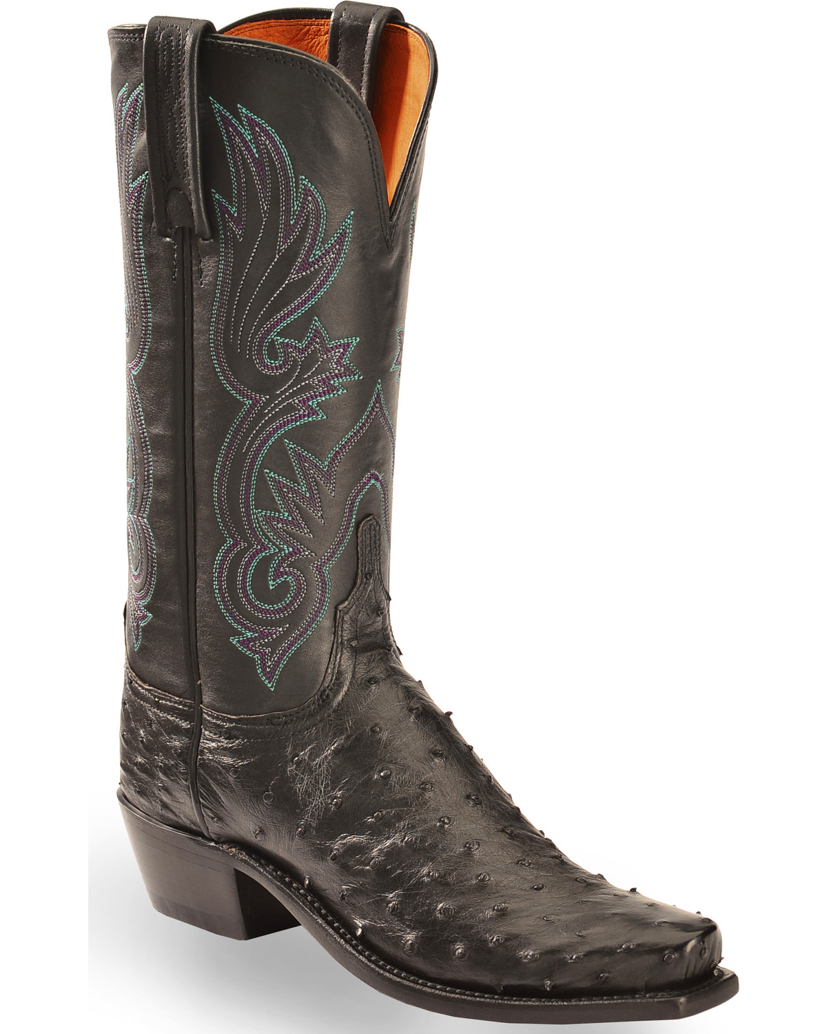 lucchese black ostrich square toe boots
