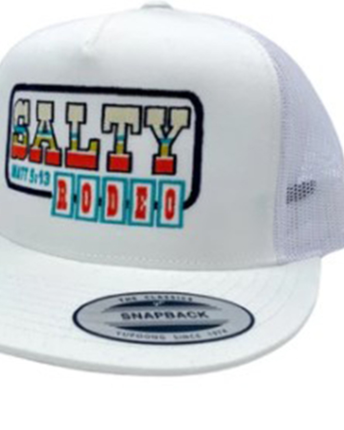 Salty Rodeo Men's White Casino Logo Patch Mesh-Back Trucker Cap