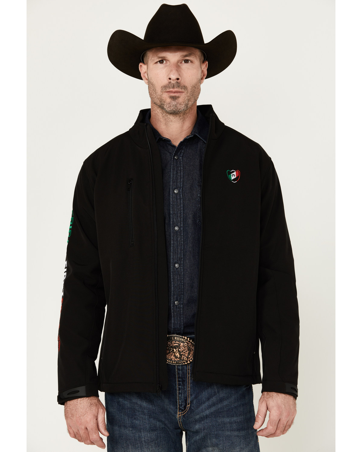 American Fighter Men's Mayland Mexico USA Flag Embroidered Softshell Jacket