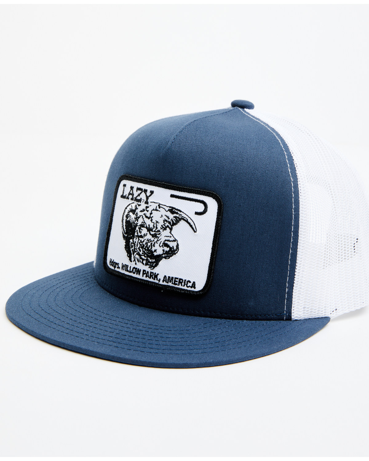 Lazy J Ranch Men's Willow Blue & White Large Patch Mesh-Back Ball Cap