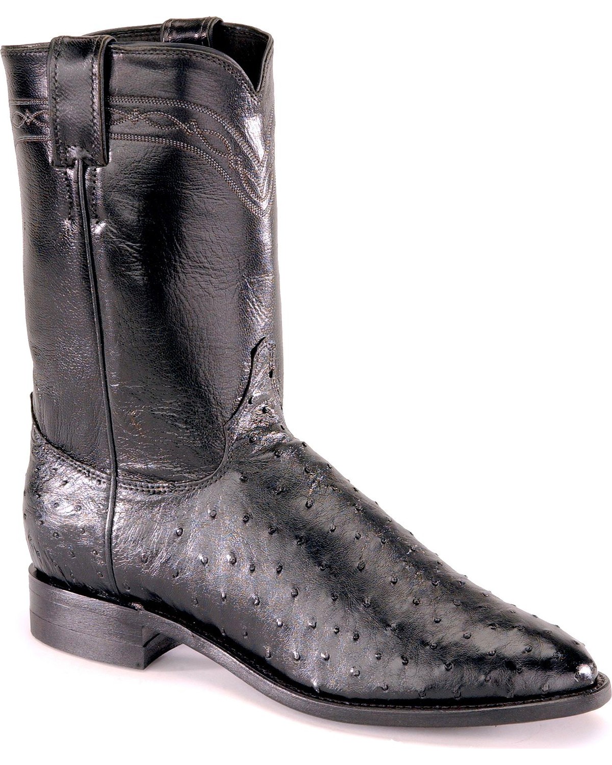 justin full quill ostrich roper boots cognac
