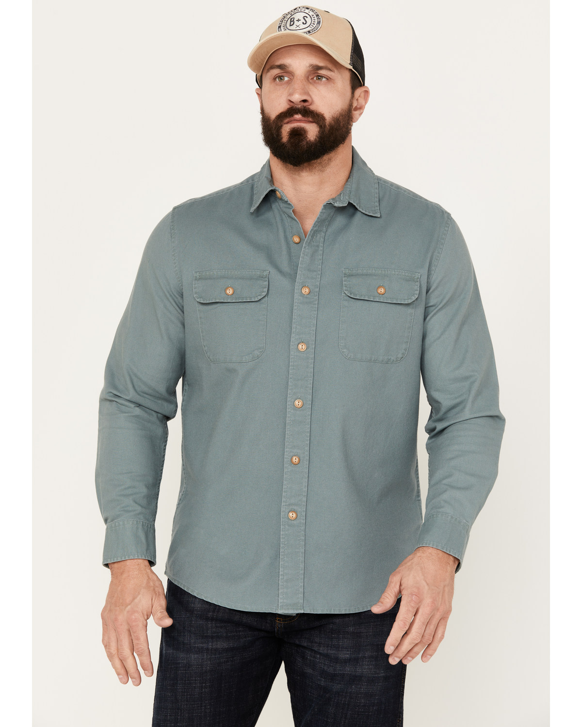 Pendleton Men's Beach Shack Solid Long Sleeve Button-Down Western Shirt