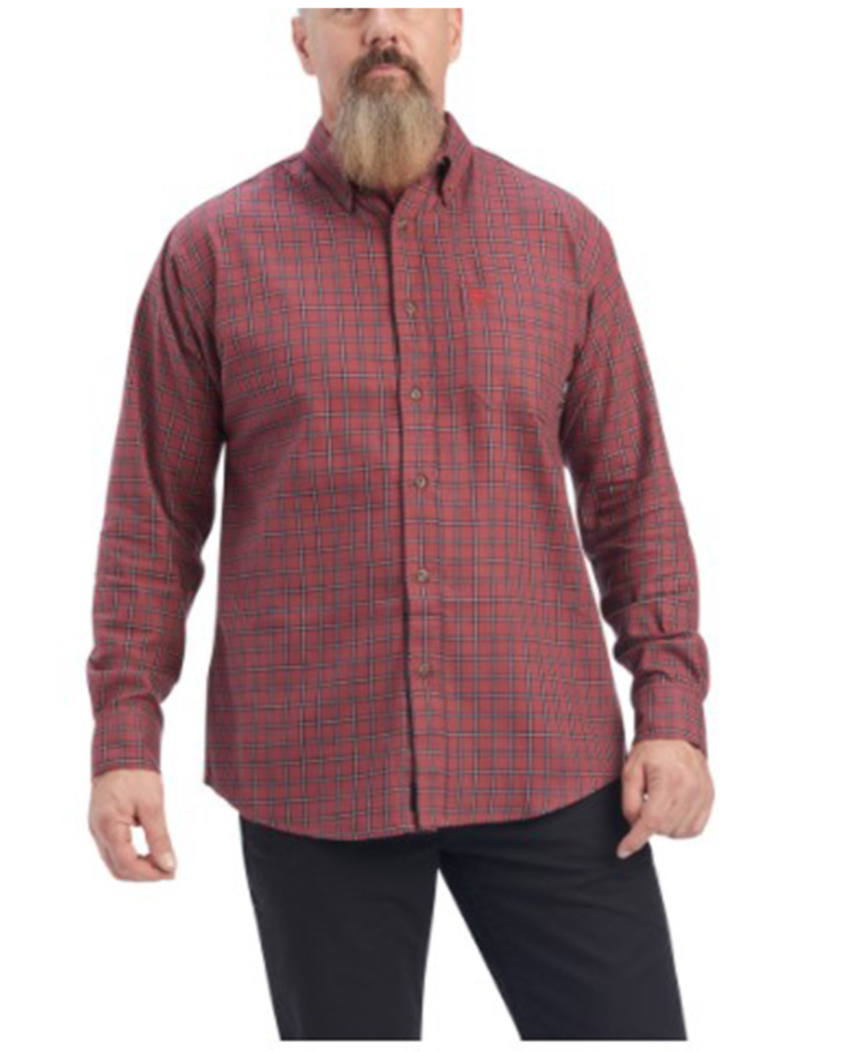 Ariat Men's FR Payne Small Plaid Print Long Sleeve Button Down Work Shirt