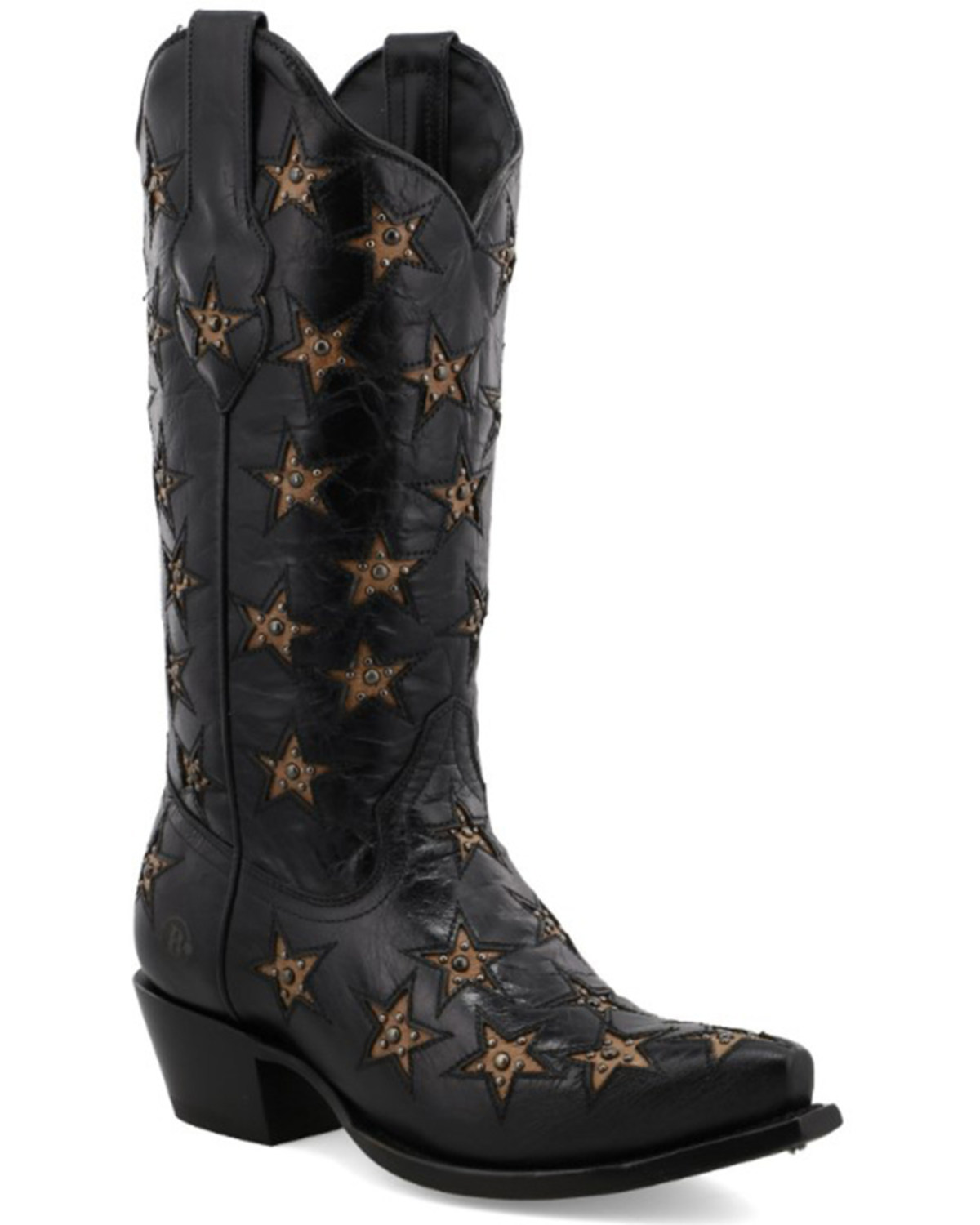 Black Star Women's Marfa Inlay Studded Leather Western Boot - Snip Toe