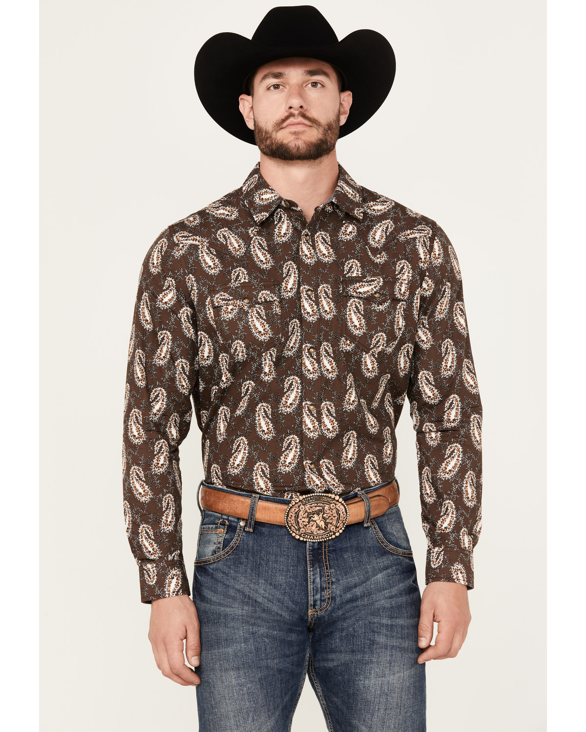 Cody James Men's Flea Market Paisley Print Long Sleeve Snap Western Shirt