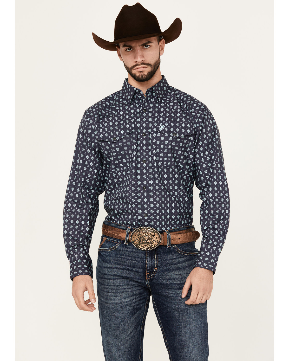 Ariat Men's Everly Geo Print Long Sleeve Snap Western Shirt