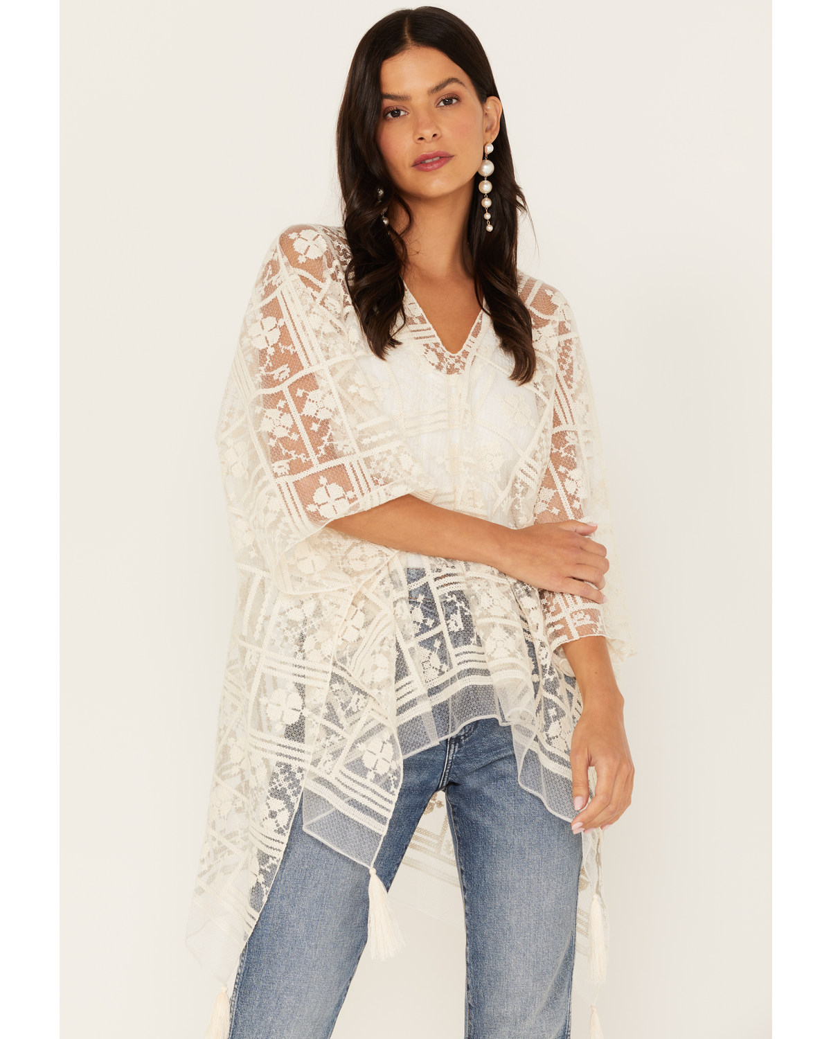 Shyanne Women's Lace Tassel Poncho