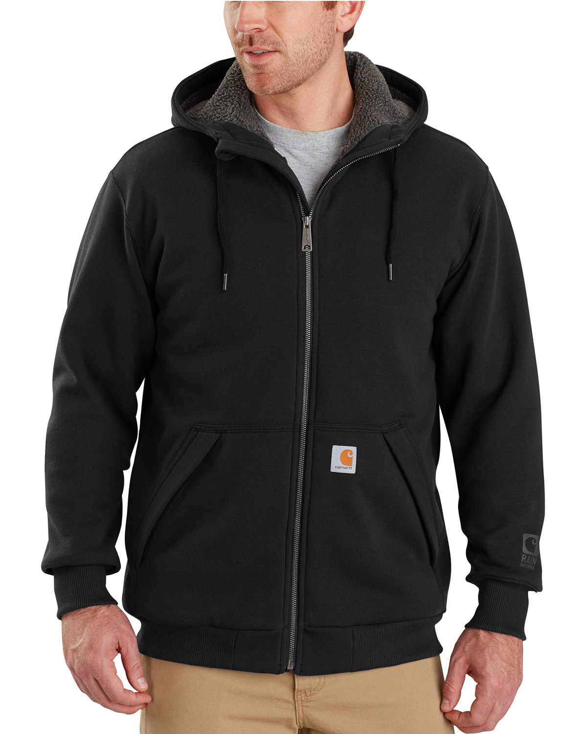 Carhartt Men's Rain Defender Rockland Sherpa-Lined Full-Zip Hooded ...