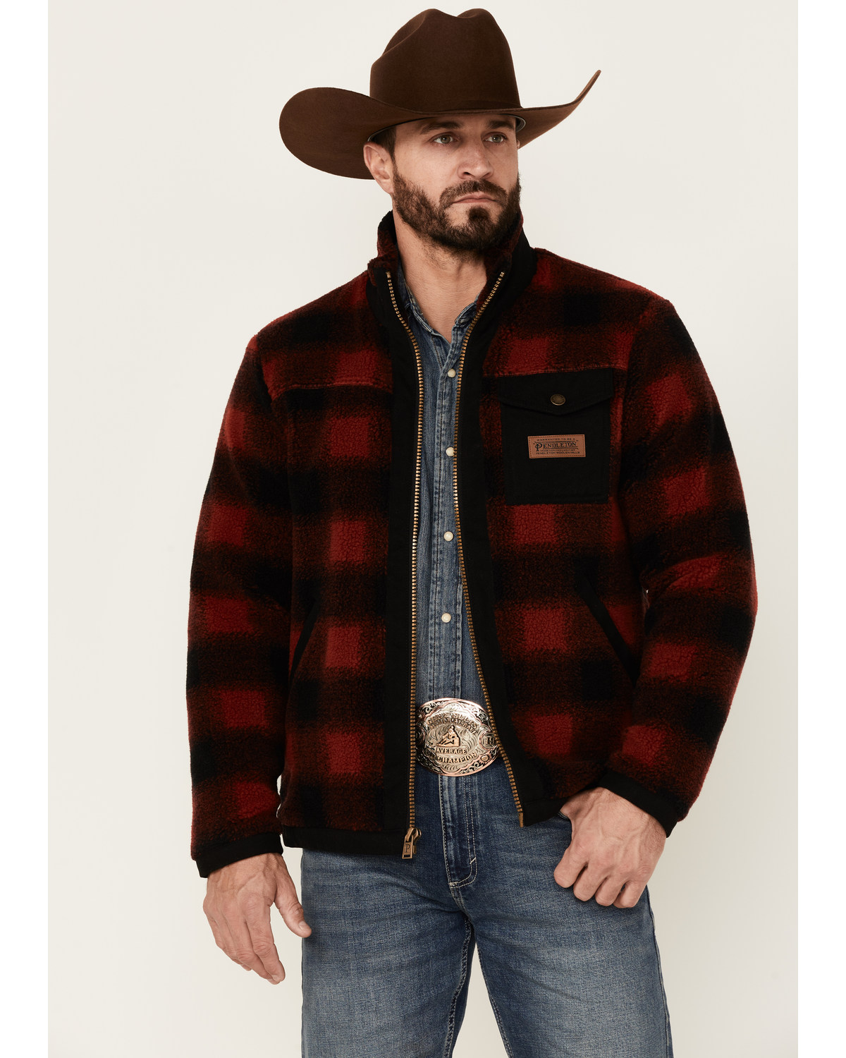 Pendleton Men's Buffalo Plaid Lone Fir Zip-Front Fleece Jacket