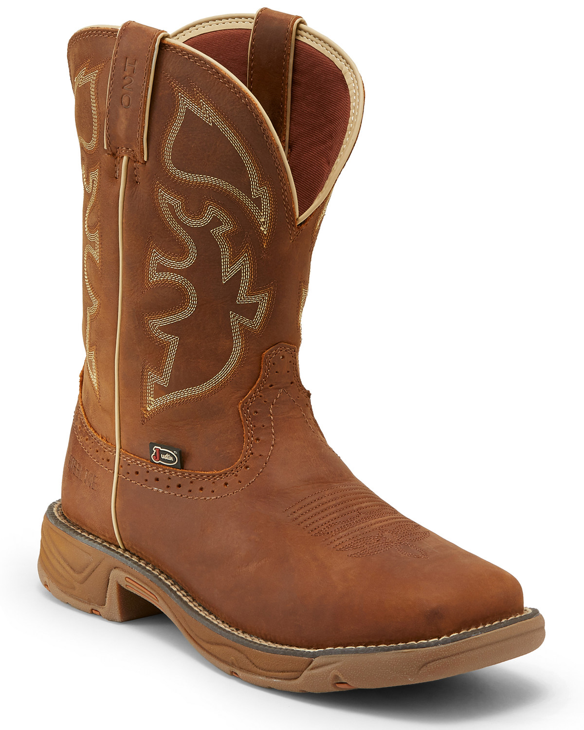 Justin Men's Stampede Rush Waterproof Western Work Boots Steel Toe Boot Barn