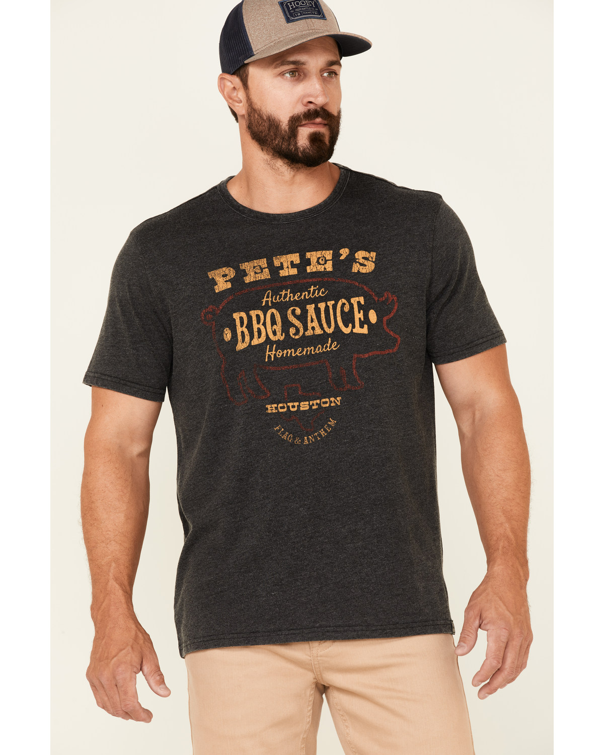 Flag & Anthem Men's Charcoal Burnout Pete' BBQ Graphic Short Sleeve T-Shirt