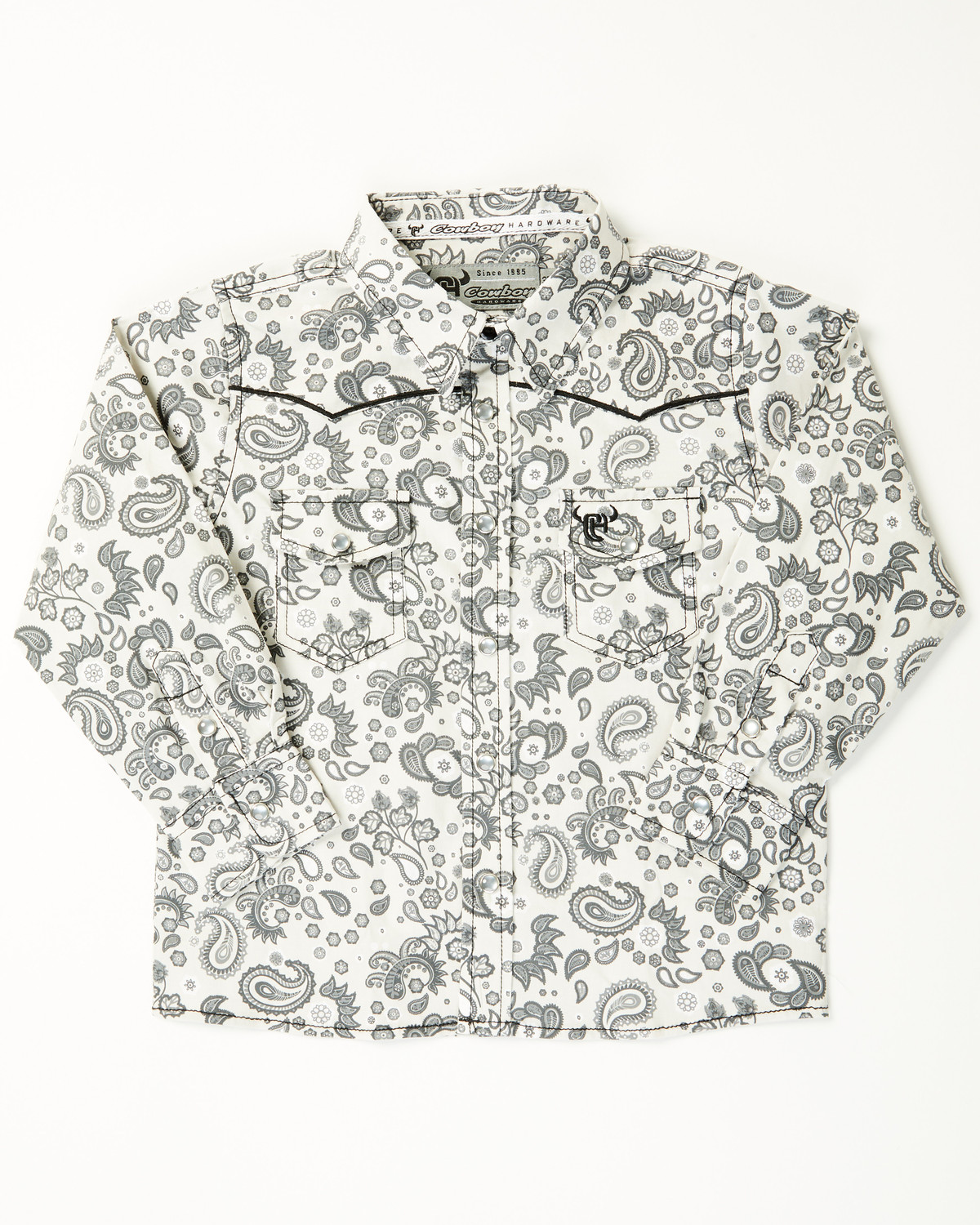 Cowboy Hardware Toddler Boys' Paisley Print Long Sleeve Pearl Snap Stretch Western Shirt