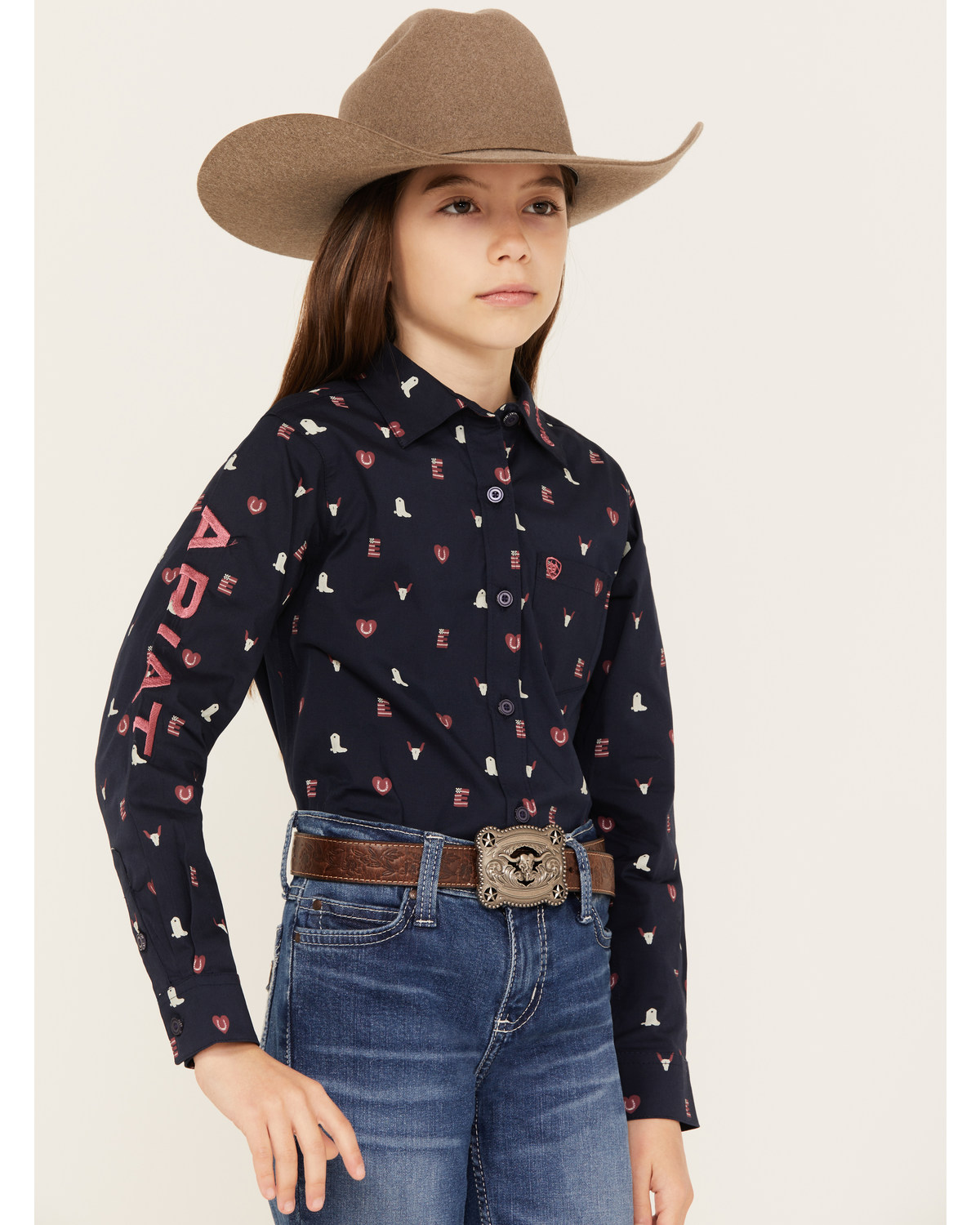 Ariat Girls' Team Kirby Long Sleeve Button Down Western Shirt